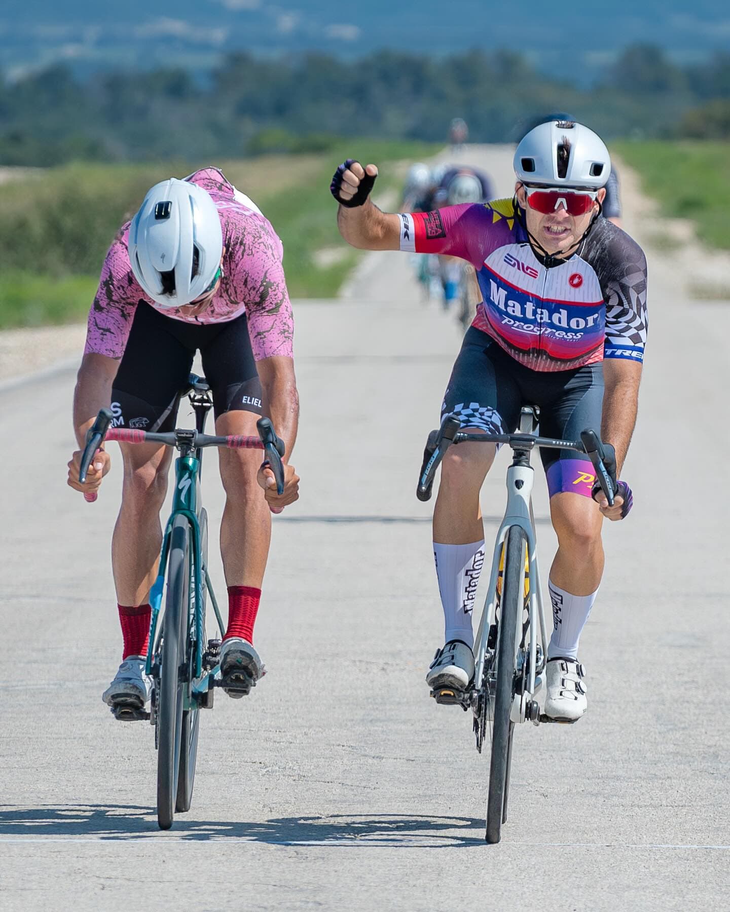 Evan Bausbacher racing to victory at the Texas State Road Race